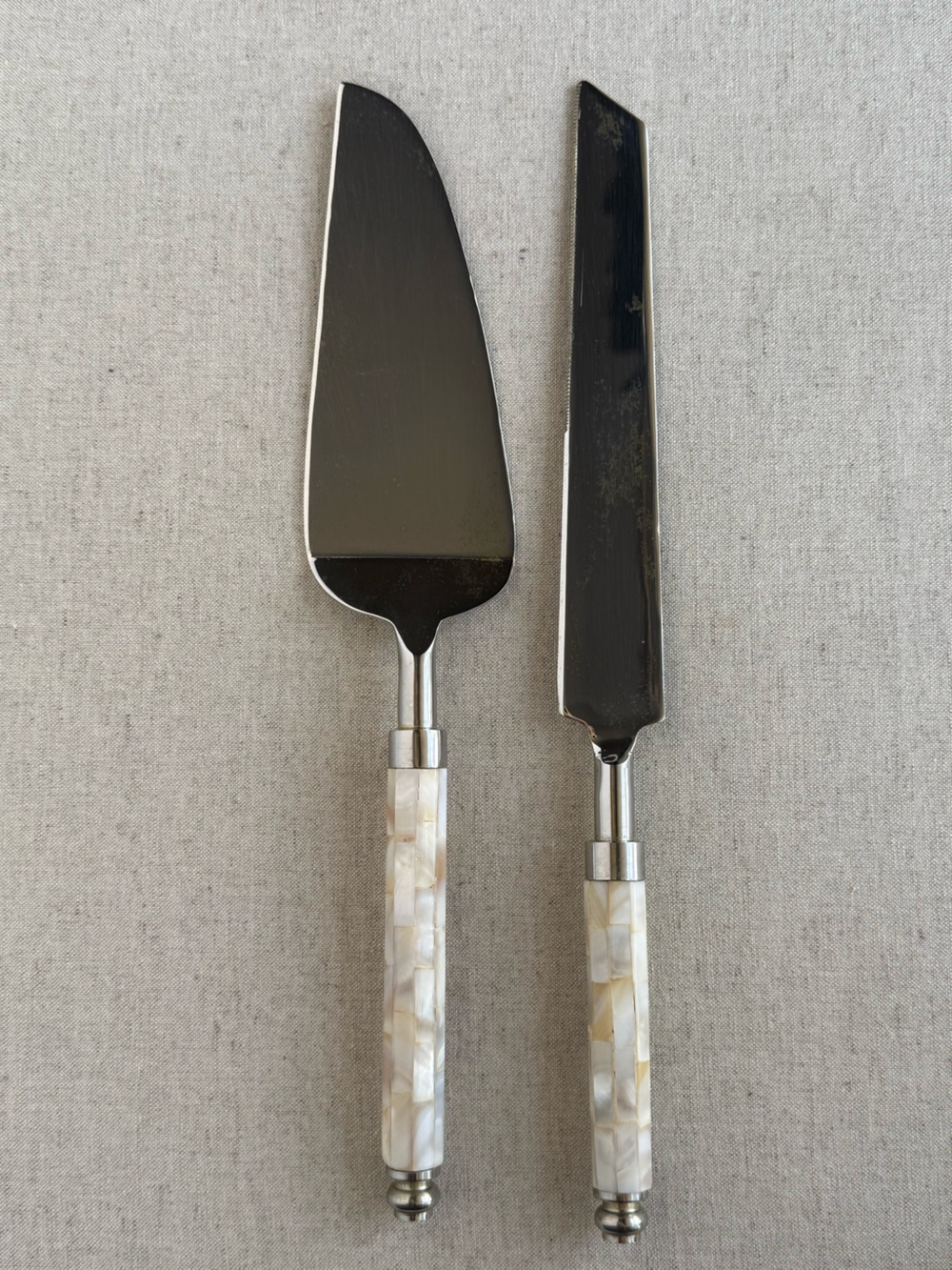 BHLDN Mother of Pearl Cake Knife & Server Set Wedding Bridal